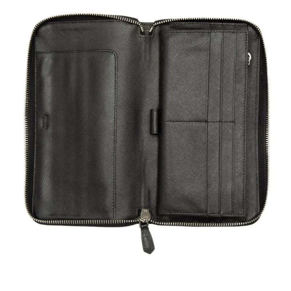 Prada Saffiano Triangle Logo Long Wallet